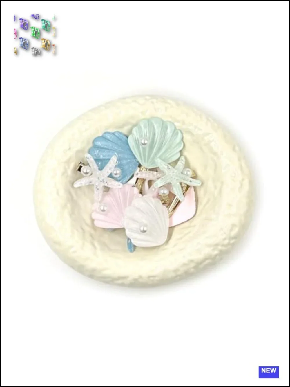 13 Piece Starfish & Shell Pearl Hair Clip Set Ocean Themed Acrylic Hair